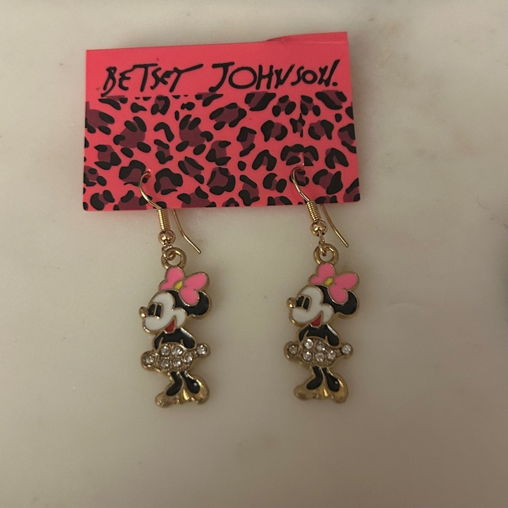 Betsey Johnson Pink and Gold Minnie‎ Mouse  Earrings